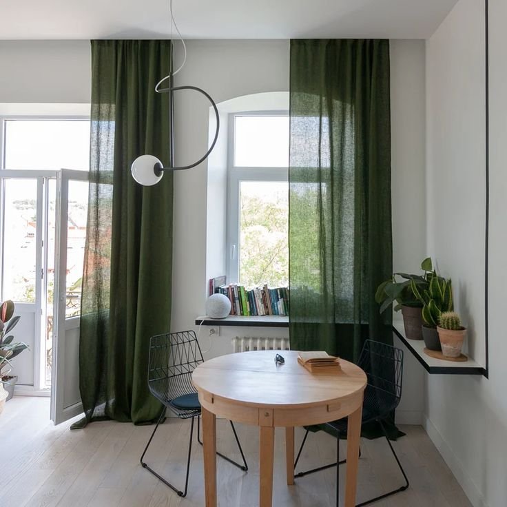 dark green sheer curtains