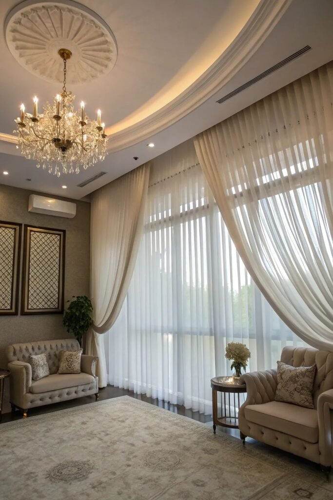 French pleat living room curtains